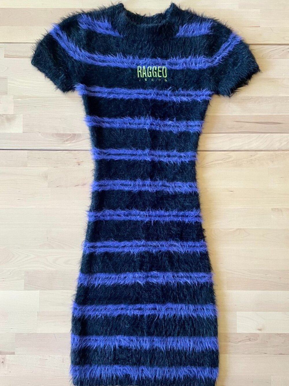 The Ragged Priest Women's Fuzzy Striped Knee-Length Bodycon Dress size XS
